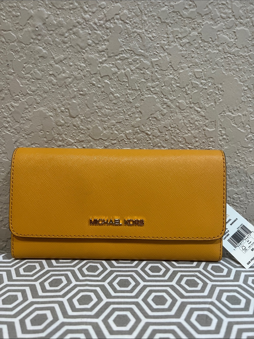 Michael Kors marigold, large trifold, leather Wallet